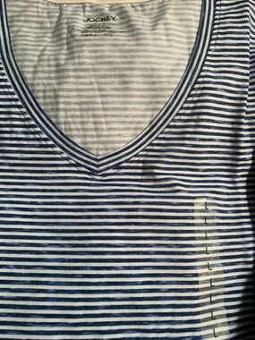 Jockey Blue & White Striped V-Neck Sleep Shirt